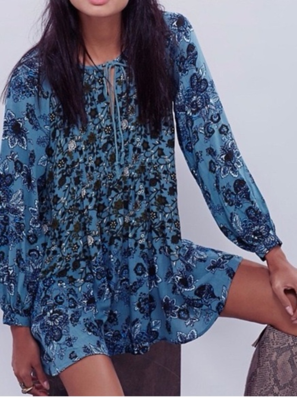 Free People Blue Floral Mini Dress